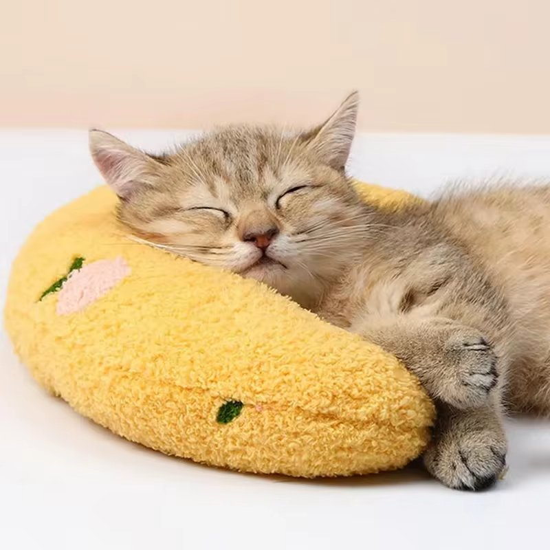 Fair Little Pillow for Cats Ultra Soft Fluffy Pet Calming Toy Half Donut Cuddler Joint Relief Sleeping Improve Machine Washable