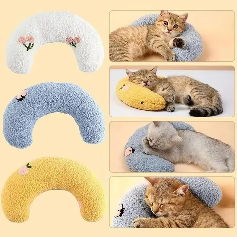 Fair Little Pillow for Cats Ultra Soft Fluffy Pet Calming Toy Half Donut Cuddler Joint Relief Sleeping Improve Machine Washable