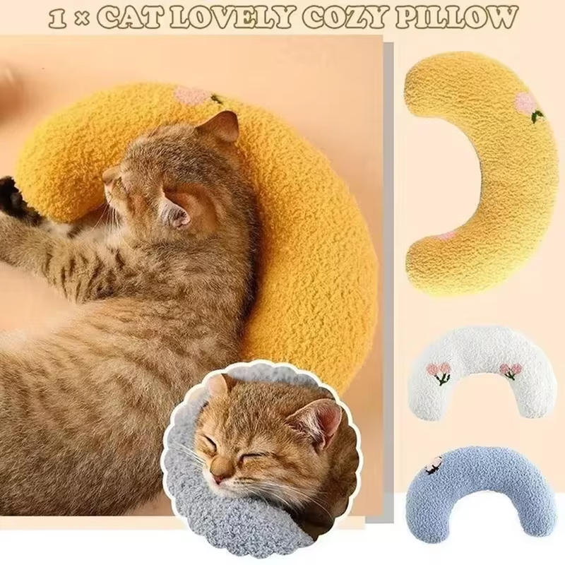 Fair Little Pillow for Cats Ultra Soft Fluffy Pet Calming Toy Half Donut Cuddler Joint Relief Sleeping Improve Machine Washable