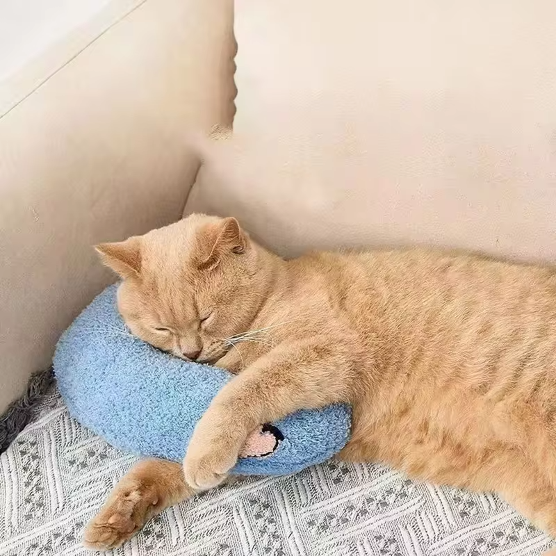 Fair Little Pillow for Cats Ultra Soft Fluffy Pet Calming Toy Half Donut Cuddler Joint Relief Sleeping Improve Machine Washable
