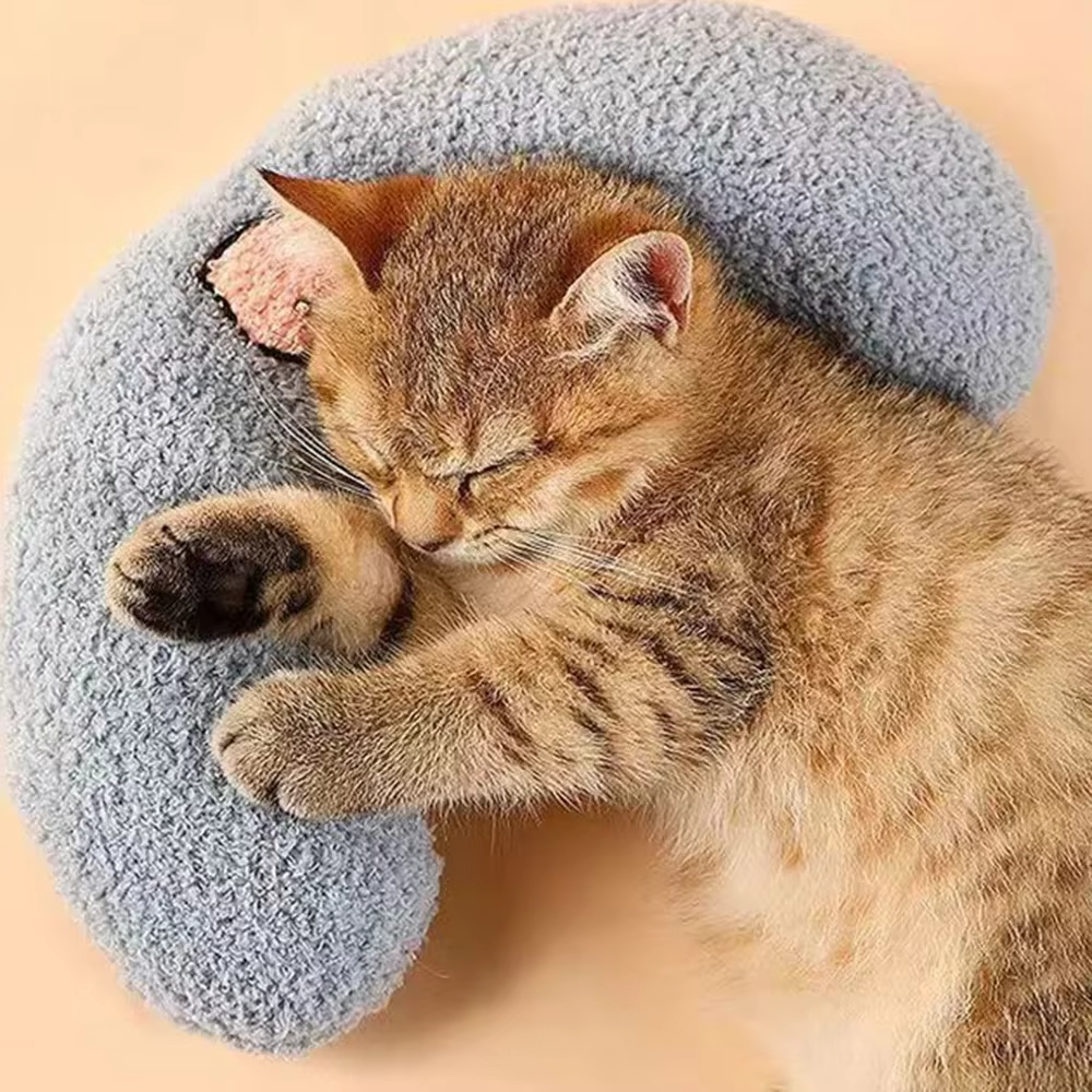 Fair Little Pillow for Cats Ultra Soft Fluffy Pet Calming Toy Half Donut Cuddler Joint Relief Sleeping Improve Machine Washable