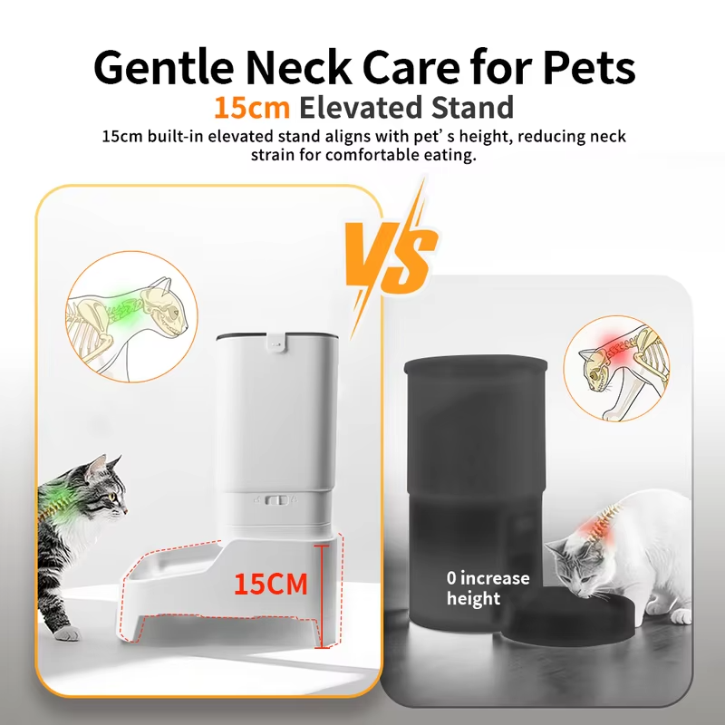 Smart Pet Feeder with 15CM Elevated Camera Tuya App Control for Busy Pet Owners FURPIPI Automatic Cats Dog Food Feeder Dispenser