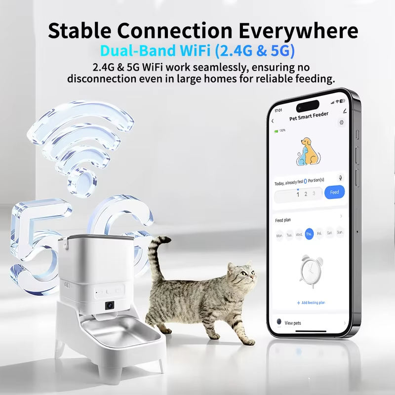 Smart Pet Feeder with 15CM Elevated Camera Tuya App Control for Busy Pet Owners FURPIPI Automatic Cats Dog Food Feeder Dispenser