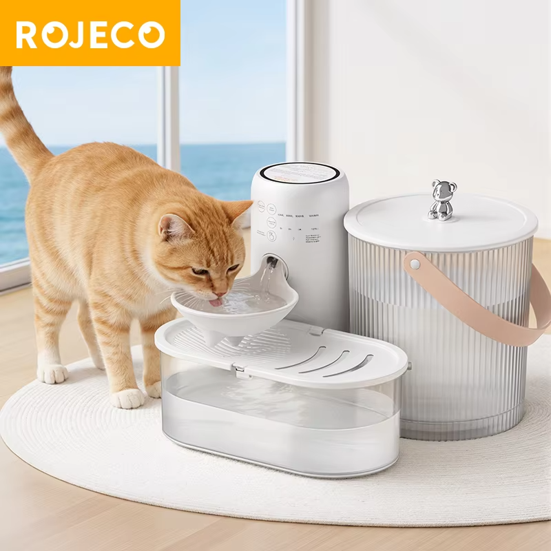 ROJECO Automatic Dog Water Fountain No-Filters Tilting 2600mAh Wireless Pet Water Dispenser For Dog Cat Drinking Fountain Bowl
