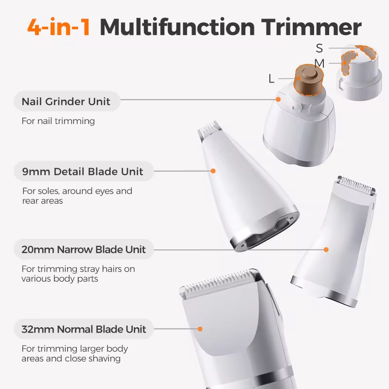 ROJECO Electric Pet Trimmer 4 in 1 Professional Grooming Kit For Dog Cat Hair Multifunctional Dog Trimmer Haircut Shaver Clipper
