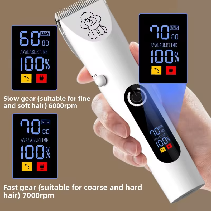 Pet Hair Clipper with LED Digital Display, Cat Paw Shaver  Professional Pet Grooming Trimmer Low Noise Dog Shaver Washable Blade