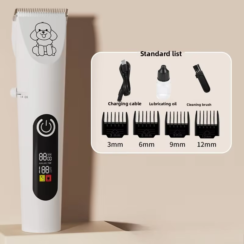 Pet Hair Clipper with LED Digital Display, Cat Paw Shaver  Professional Pet Grooming Trimmer Low Noise Dog Shaver Washable Blade