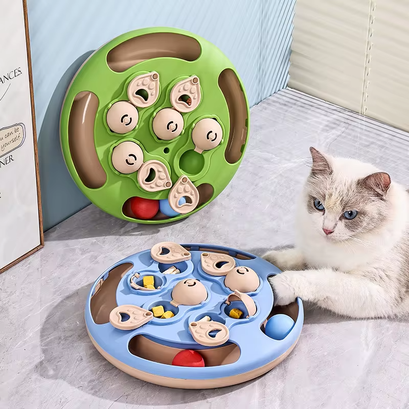 Smart Cat Puzzle Toy Slow Feeder Interactive Turntable Food Dispenser For Indoor Cats Anti-Boredom Pet Training Play Toy