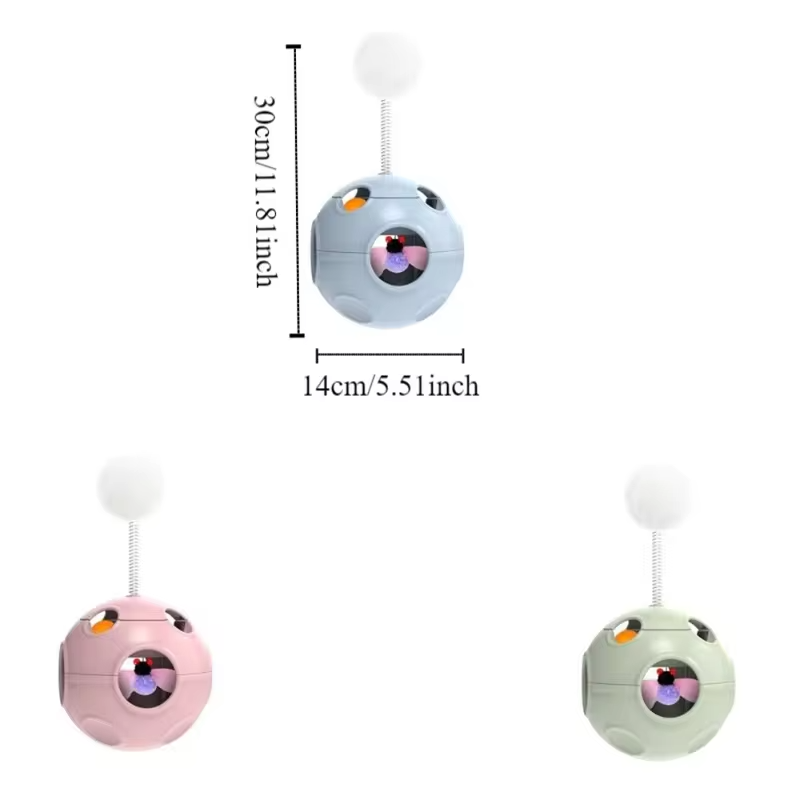 Funny Spring Cat Teasing Ball Ball Automatic Rotation Cat Football with Bells with Feather Rotating Tumbler Exercise