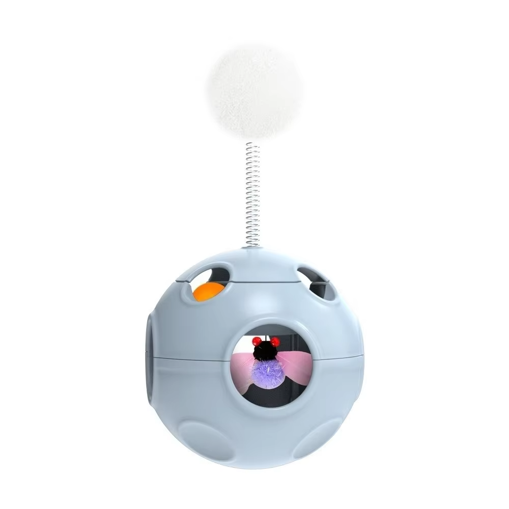 Funny Spring Cat Teasing Ball Ball Automatic Rotation Cat Football with Bells with Feather Rotating Tumbler Exercise