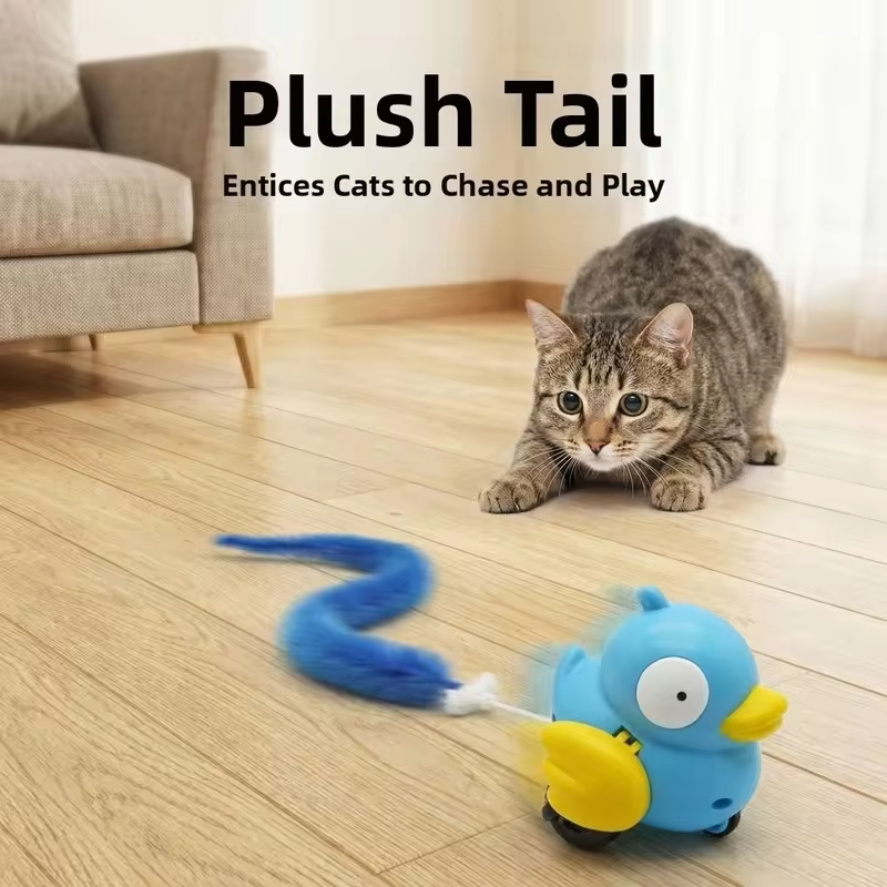 Creative Wind Up Bird Shape Interactive Cat Tail Pull Play Bird Cat Teaser Sounding Bite-Resistant Cat Exercise Indoor Fun