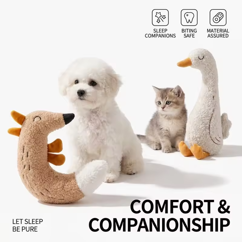Goose Shape Cat Dog Chewers Toy Rustling Sound Amusing Myself Pet Teething Toy Cartoon Doll Cat Interactive Toy Relieve Boredom